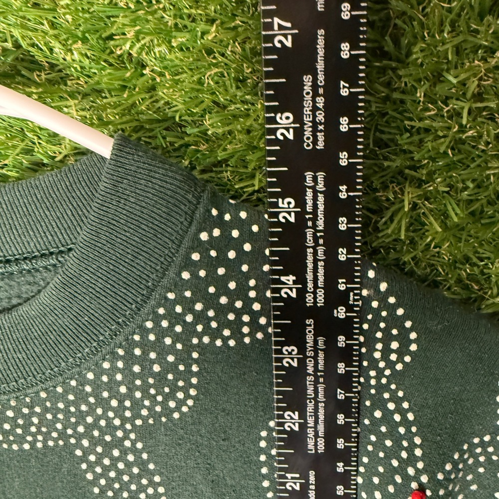 Vintage Fruit of the Loom Forest Green Rhinestone Embellished Sweatshirt L - Picture 5 of 5